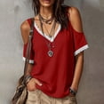 thumbnail image 3 of TGSLY Women's Cold Shoulder Tops Lightweight Soft Lace Trim V Neck Short Sleeve Blouses Relaxed Fit Dressy Casual Solid Color T-Shirts S, 3 of 10