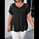 thumbnail image 4 of Blusas Tipo Túnica de Corta para Mujer, con Escote en V Recortado, Elegantes, Informales, Holgadas y Largas Negro XXL, 4 of 7