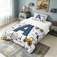 thumbnail image 3 of meiyoeat Construction Letter A Twin Comforter Sets for Boys, Truck Print Bedding Set for Bedroom, Blue, Reversible, 2pcs, 1 Comforter and 1 Pillowcase, 3 of 6