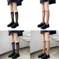 thumbnail image 2 of Women Japanese Student Solid Color Sheer Over Calf Socks Breathable Silk Ultra Thin Knee Length Stockings, 2 of 9