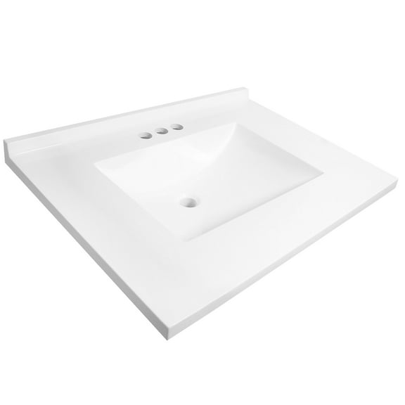 31-inch Camilla Modern Vanity Top with Backsplash, Solid White – Design House, 630228