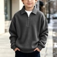 thumbnail image 2 of akafmk Kids Quarter Zip Pullover Sweatshirts Boys Waffle Knit Long Sleeve Shirts Collared Loose Casual Tops Fall Winter Clothes, 3-14Y, 2 of 7