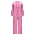 thumbnail image 6 of ZACPNCV Women's Casual Lattice Color Suit Long Sleeve Blazer and Long Pants Two-piece Set Pink, 6 of 6