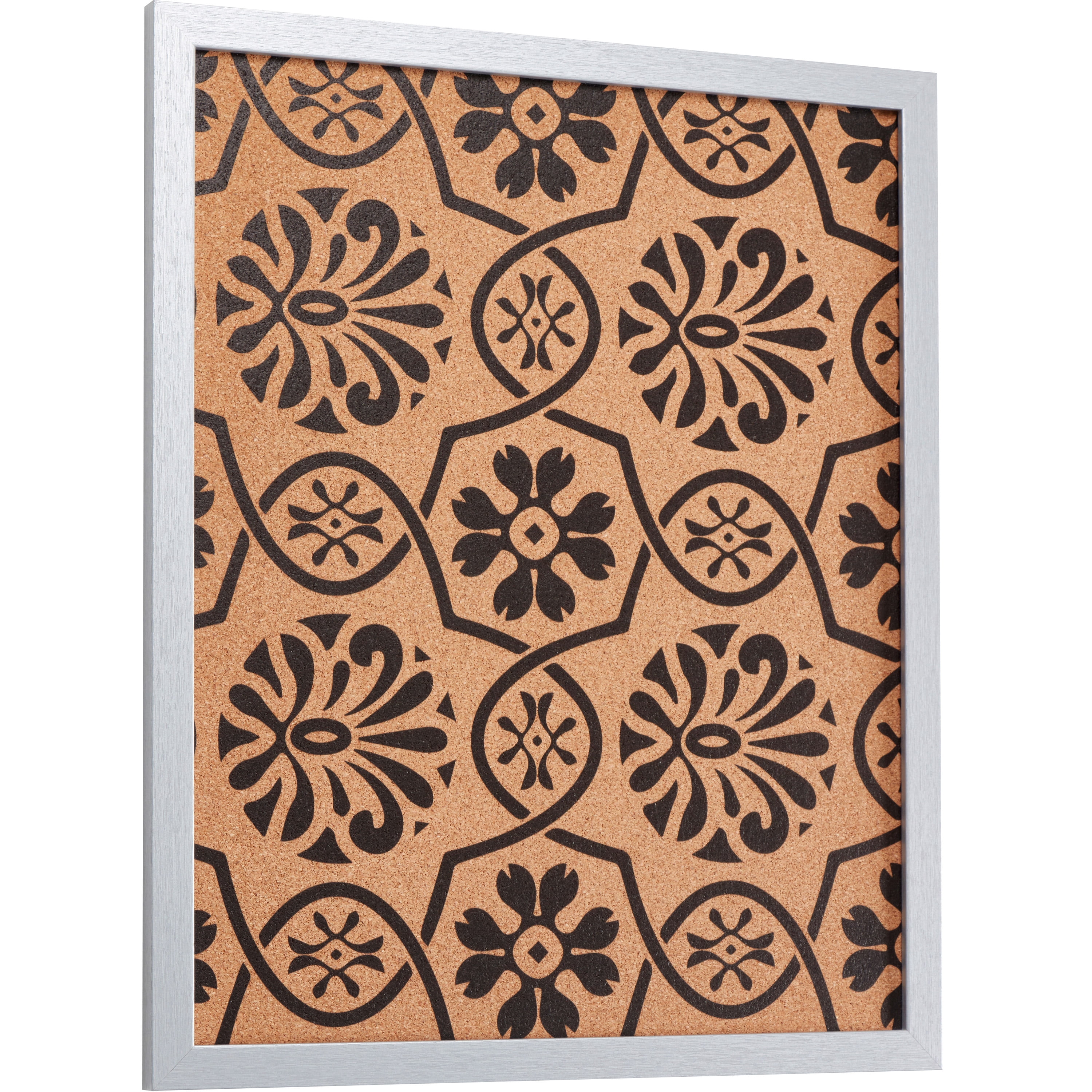 Craig Frames Decorative Cork Bulletin Board, 18.5x23 Inch, Silver Frame with Floral Pattern, Set of 2