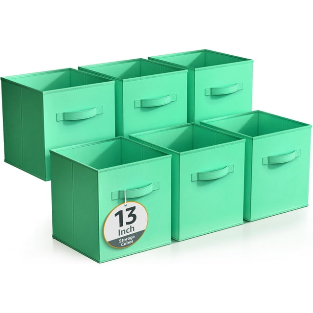 Sorbus Fabric Storage Bins 13" Foldable Cubes With Handles For Pantry, Cubbies, Toy And Closet Shelving Organization - 6Pk