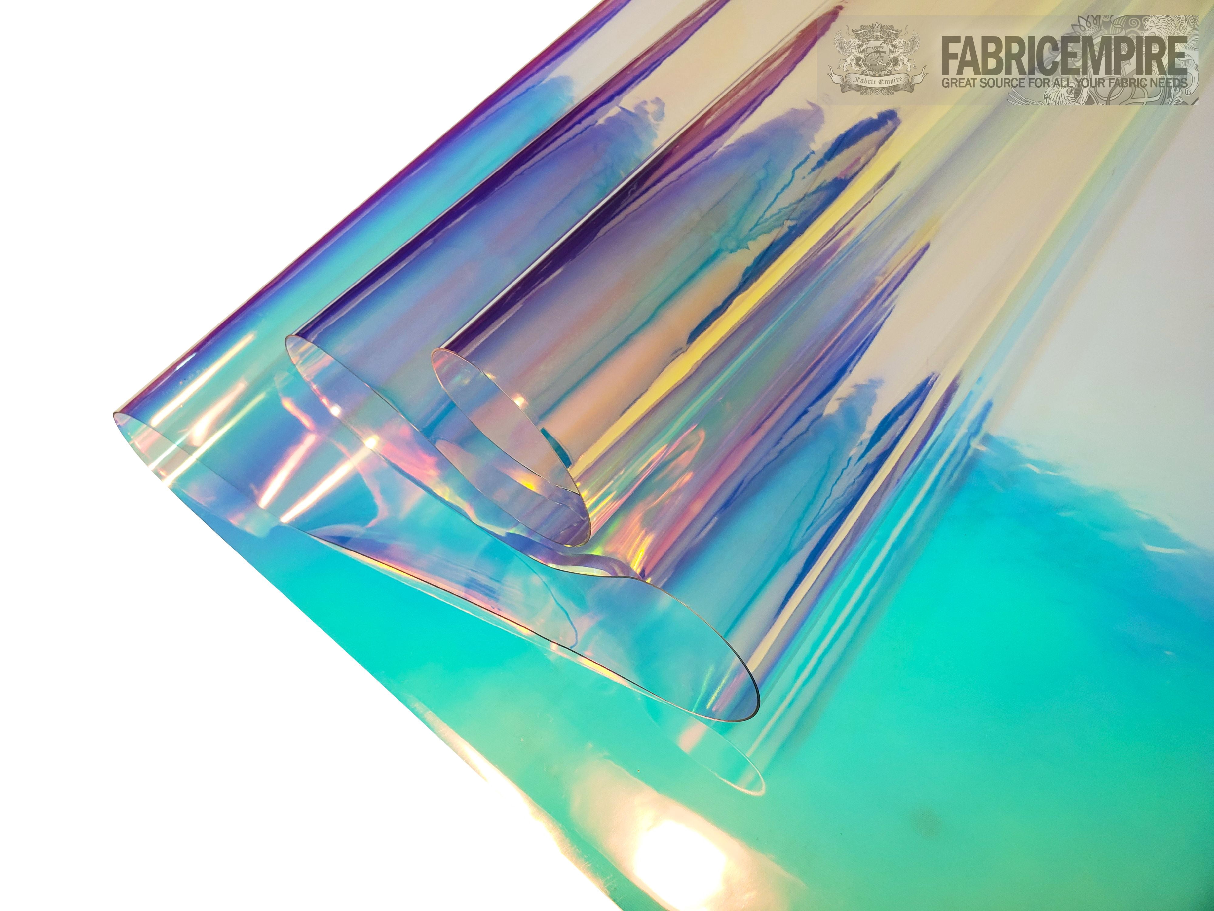 Holographic Transparent Plastic Vinyl Fabric 54" Wide Sold By The Yard (12 Gauge)