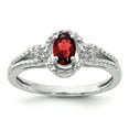 thumbnail image 1 of 925 Sterling Silver Garnet Diamond Ring Birthstone January Gemstone, 1 of 11