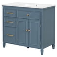 thumbnail image 3 of Christopher Knight Home 36" Bathroom Vanity with Ceramic Sink, Adjustable Shelf, Gray Blue, 3 of 11
