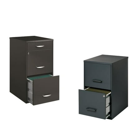 Value Pack Set Of 2 Drawer Filing Cabinet In Black And Charcoal