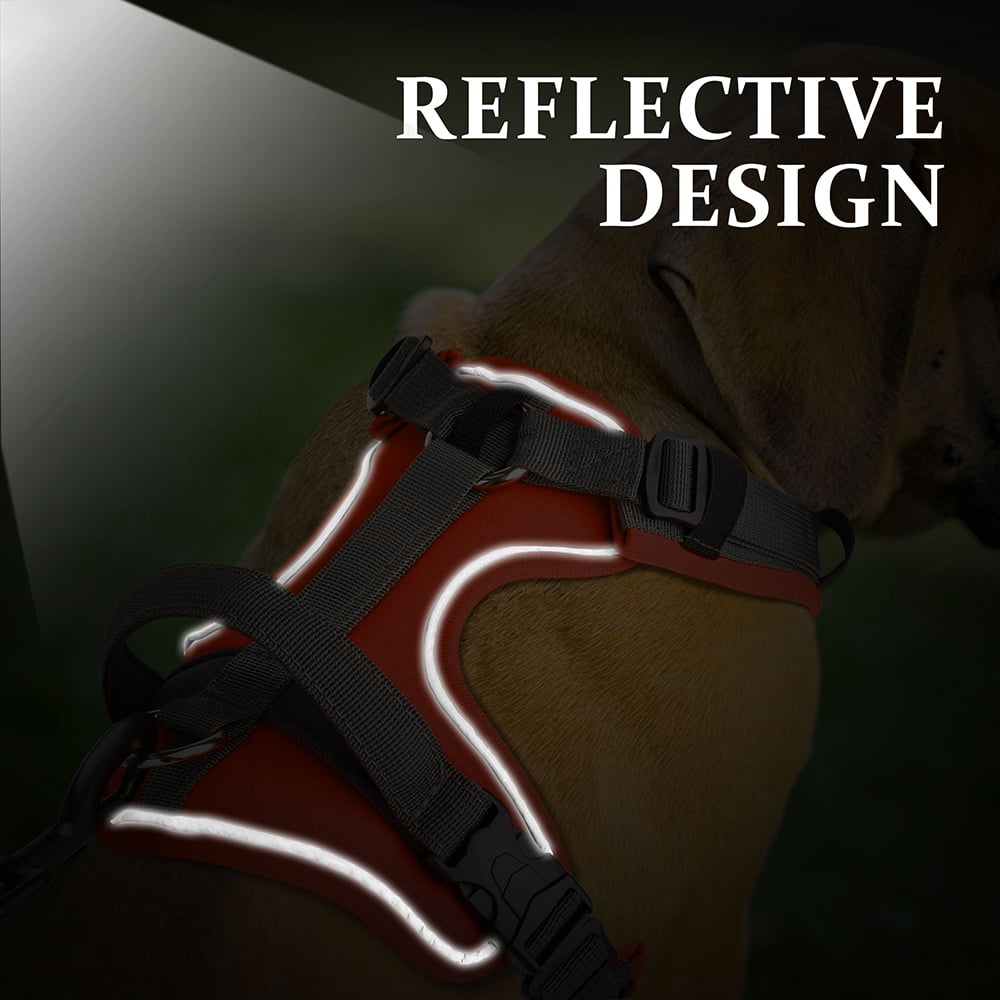 Beirui Reflective No Pull Dog Harness Soft Padded Adjustable Training Vest With Handle & 2 Leash Clips