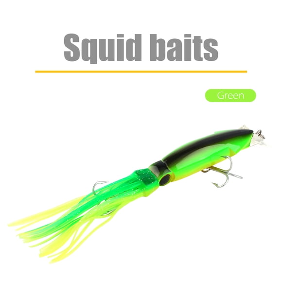 24cm/40g Fishing Lures Squid Lures Fish Bait Crankbait Tackle Jig Treble Hook Green