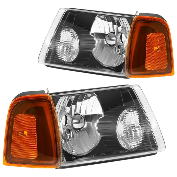 CCIYU Headlights Assembly For Ford Ranger 2001-2011 With Protective Coating Black Housing Amber Reflector Clear Lens