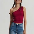 thumbnail image 2 of AherBiu One-Shoulder Tops for Women Going out Tops Sleeveless Tank Tops Slim Fitted Stretch Camisole Tshirt, 2 of 4