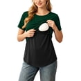 thumbnail image 2 of Bovxnpu Womens Maternity Shirts Maternity Nursing Short Sleeve Striped Colorblock Top Sleepwear, 2 of 9