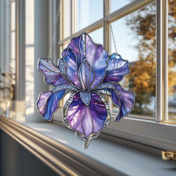 Lavender Crystal Flower Suncatcher – Stunning Window Hanging Decor – Elegant & Whimsical Art Piece
