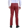 thumbnail image 3 of INSPIRE CHIC Men's Striped Dress Pant Classic Fit Flat Front Business Work Prom Trousers 30 Red Black, 3 of 5