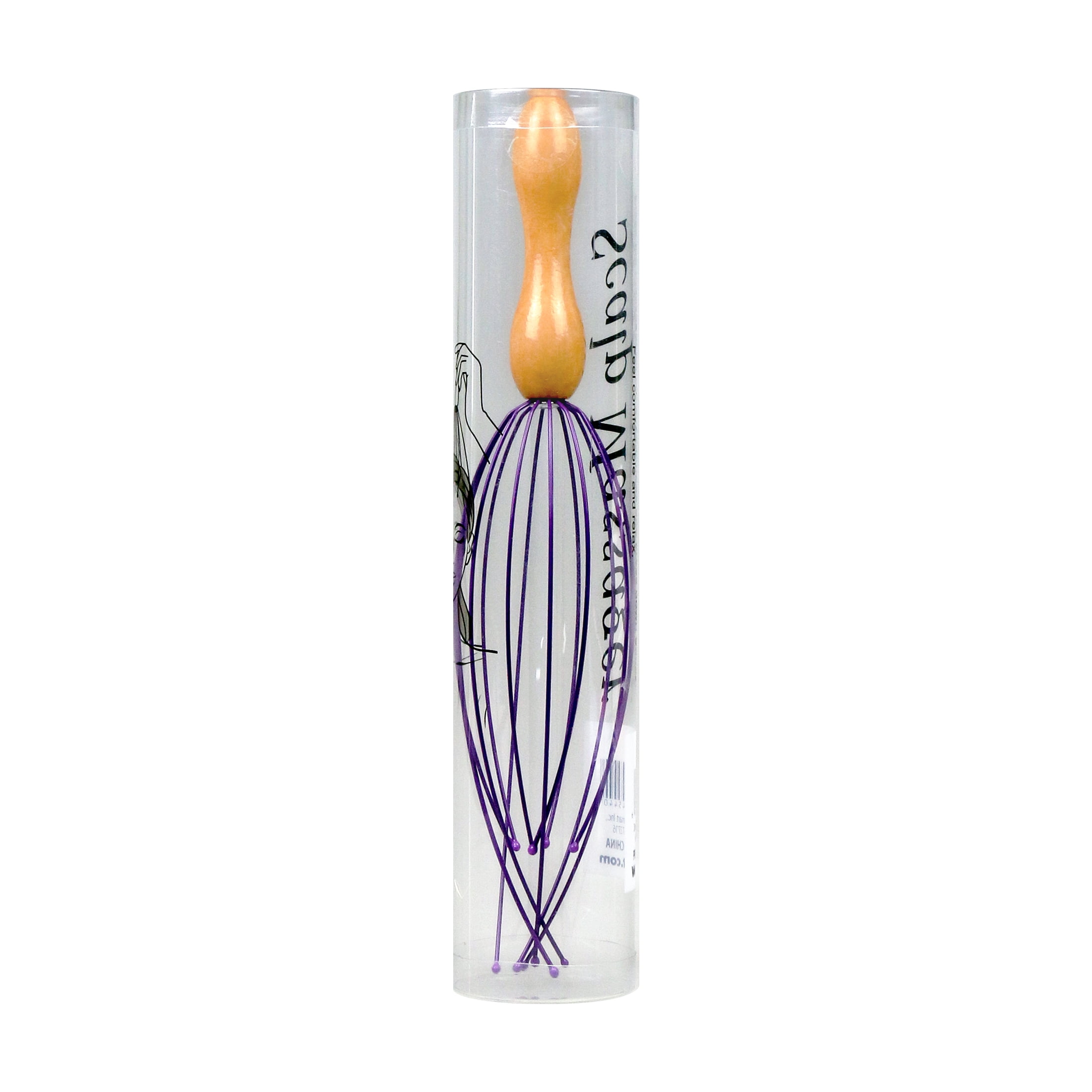 (5 pack) Wooden Scalp Massager, Stainless Legs, Purple