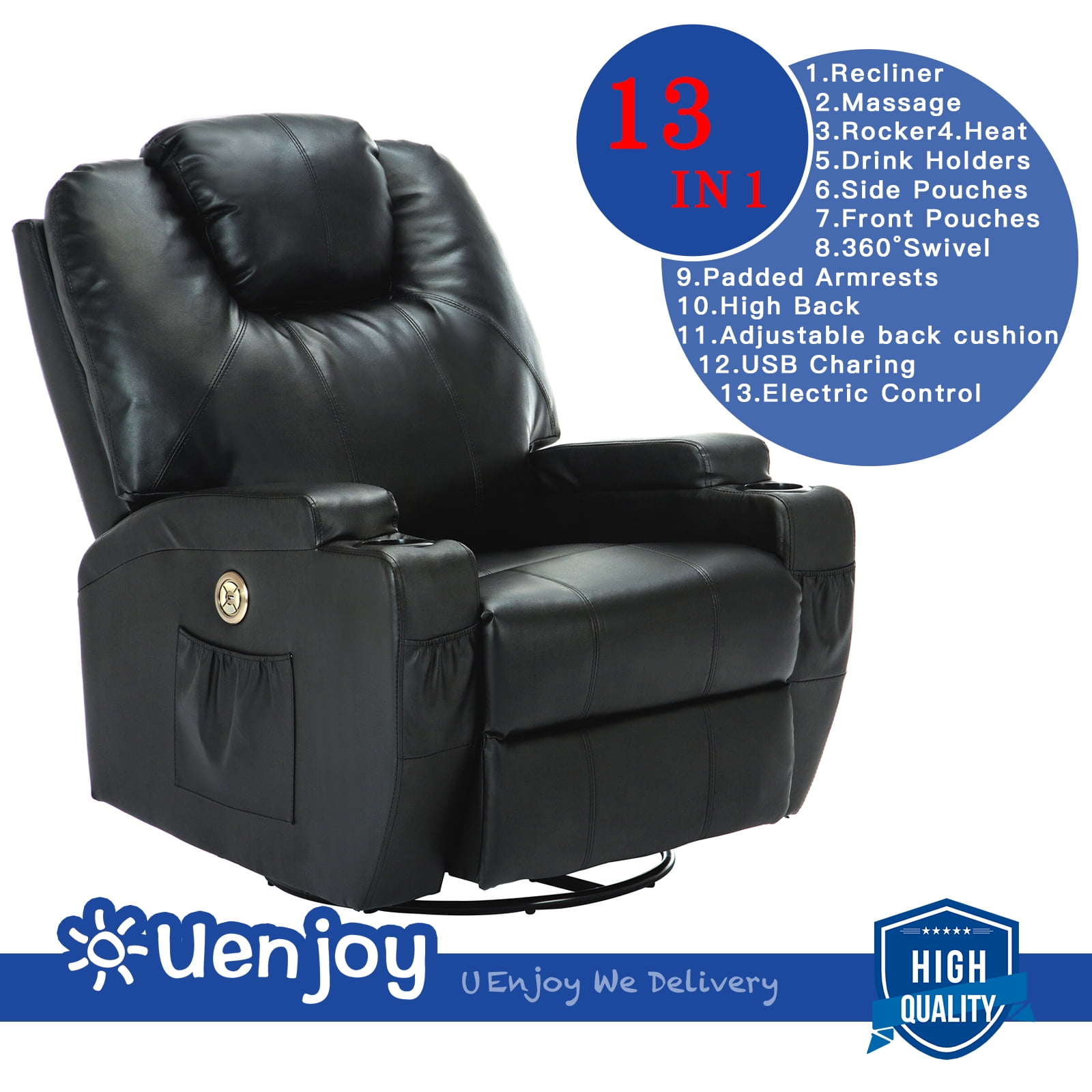 Uenjoy Body Electric Massage Chair Recliner Sofa Ergonomic Lounge