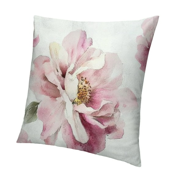 Patifu Watercolor Peony Pink Flower Pillow Covers Girly Decorative Throw Pillow Covers White Floral Pillow Case for Couch Bed Sofa Cushion Home Decor 12x12in