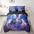 thumbnail image 2 of Manfei Animal White Wolf 7 Pieces Bedding Comforter Set for Boys Girls,Rose Bohemian Dreamcatcher Full Bedding Set Lightweight,Galaxy Universe Fitted Sheet Flat Sheet,Luxury Bedroom Decor, 2 of 8
