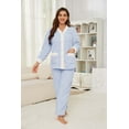 thumbnail image 4 of U2SKIIN Women's Plush Fleece Pajama Set,Soft Cozy Pajama for Women Warm Sleepwear Lounge PJS（Light Blue+white, S）, 4 of 5