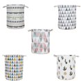 thumbnail image 4 of Clearance! Cotton Linen Foldable Dirty Clothes Hamper Large Laundry Basket Storage Bag gray white triangle, 4 of 6
