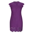 thumbnail image 4 of Odeerbi Summer 2024 Casual Dresses for Women Fashion Sleeveless Lace Zipper Sexy Solid Color Club Dress Purple, 4 of 7
