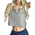 thumbnail image 2 of Qiylii Ladies Short Tops Loose Pure Color U-Neck Wide Camisole Vest, 2 of 2