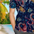 thumbnail image 4 of Camisa con estampado Folral, blusa informal de moda con botones de solapa de manga corta para verano, 4 of 5