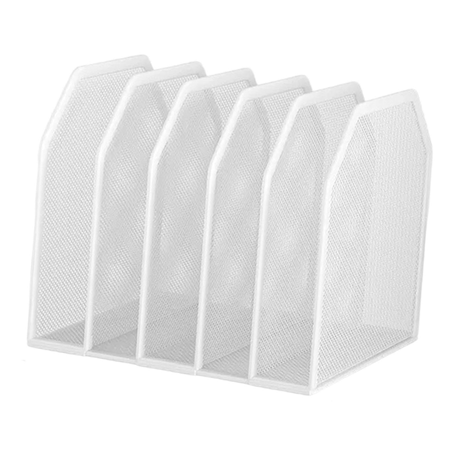 figatia Desk File Organizer File Folder Metal File Holder Paper Sorter Paper Organizer Management Stand for Office Supplies Classroom White