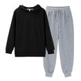 thumbnail image 2 of KAUOD Boys Girls Cotton Sweatpants Set Ribbed Cuffs Joggers Pants Outfits Teen Kids Plain Casual Pullover Hoodies Clothes, 2 of 9