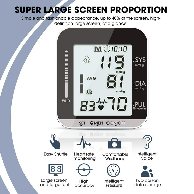ifanze Blood Pressure Monitor, Automatic Upper Arm Blood Pressure Monitor,  Accurate BP Machine with Large LCD Display & Voice Broadcast, Batteries  Hypertension Detector 