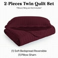 thumbnail image 5 of IR Imperial Rooms 3 Piece King Quilt Set Bedding Microfiber Soft Embossed Bedspread with 2 Pillow Shams Burgundy Color, 5 of 12