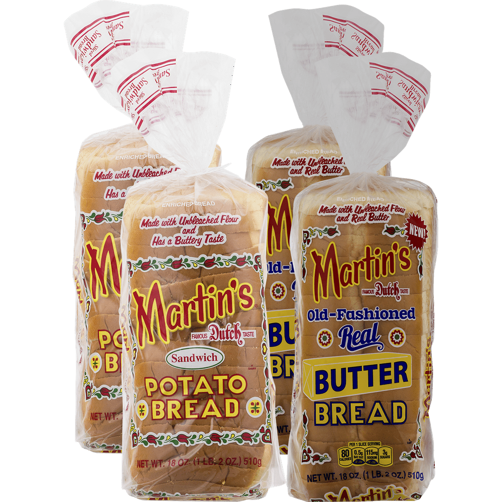 Martin's Famous Pastry Potato Bread Variety Pack 18 oz. Bags (4 Loaves