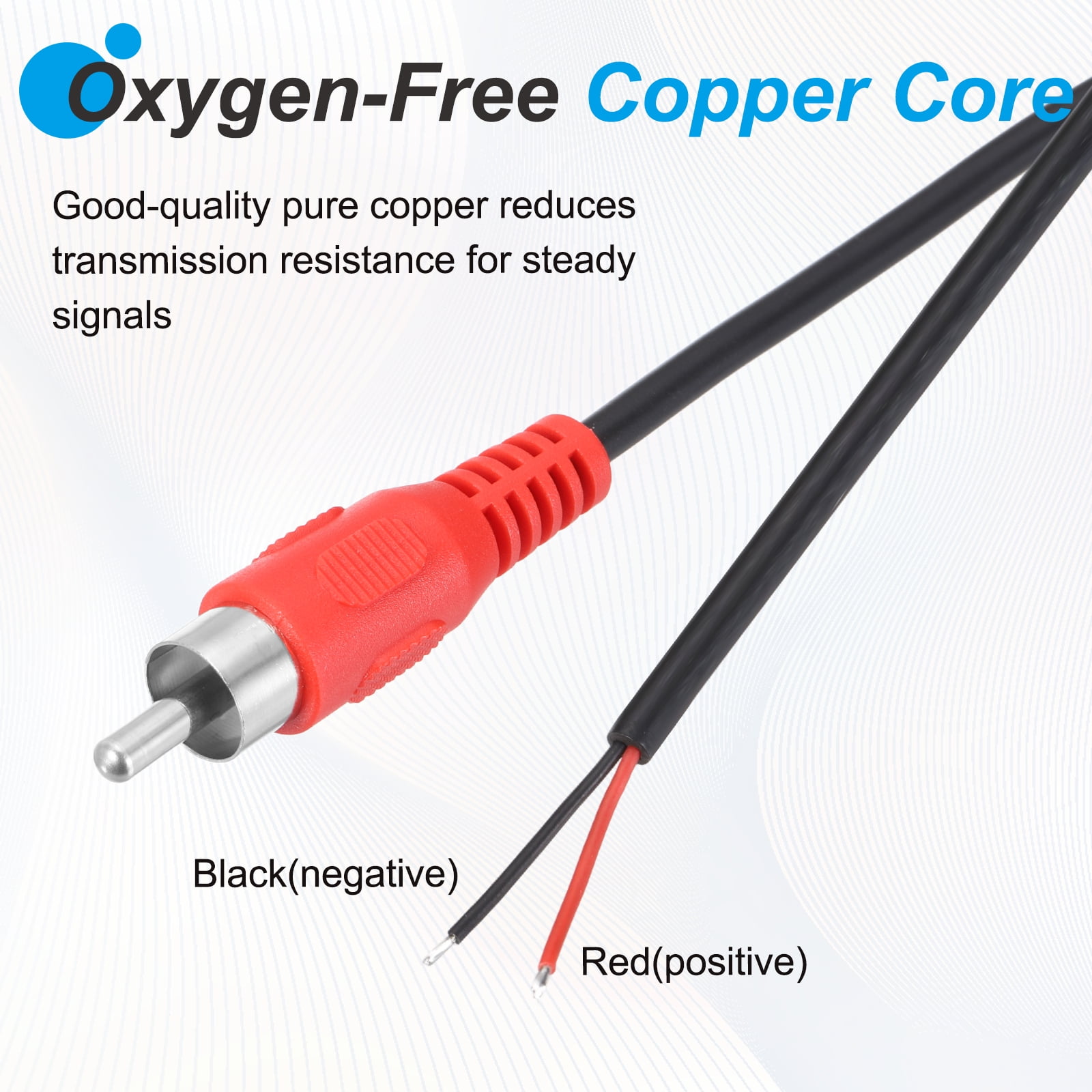6.6FT RCA to Bare Wire Speaker Cable, 22AWG Replacement Red RCA Female Male Plug to Open End Pigtail Audio Cable Connector Adapter for Amplifier, Home Audio Speakers, Pack of 8