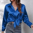 thumbnail image 6 of Admvng Button Down Shirts for Women Solid Color Long Sleeve Blouse Casual Lapel Shirt Top S-2XL, 6 of 8