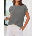 thumbnail image 3 of MEROKEETY Women's 2026 Trendy Spring Summer Short Sleeve Sweater Vest, Flower Knit Loose Pullover Tank Top, Grey, L, 3 of 6