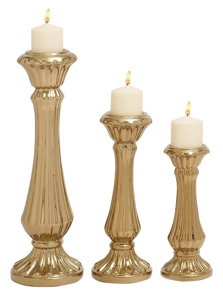 3Pc Amazing Gold Candle Holder Set