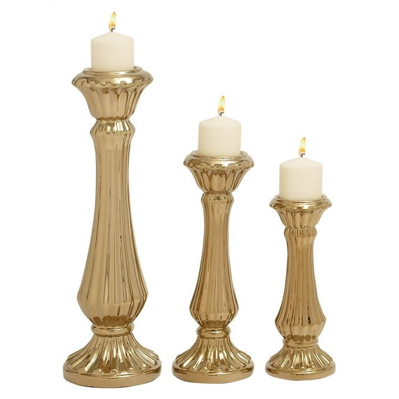 3-Pc Amazing Gold Candle Holder Set