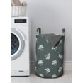 thumbnail image 3 of Floral Laundry Bag, Illustration of Rowanberry Branch Silhouette Snow Holiday Repetitive, Hamper Basket with Handles Drawstring Closure for Laundromats, 13" x 19", Dark Grey and Seafoam, by Ambesonne, 3 of 4