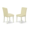 thumbnail image 3 of Modern 5 Piece Dining Set - Round Table & 4 Parsons Chairs - 42 Inch - Linen White, 3 of 5