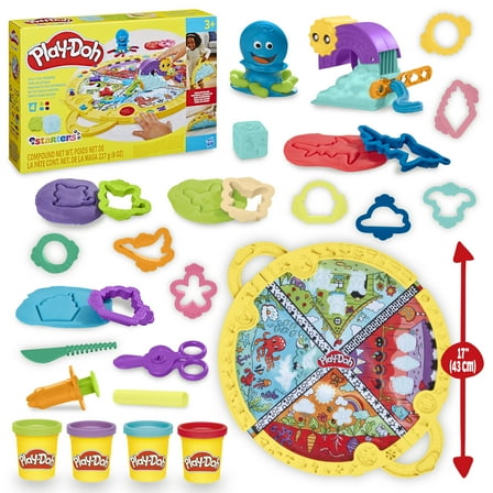 Play-Doh Fold & Go Playmat Starter Set, 17" Foldable Mat, Arts and Crafts Toys for Kids 3 