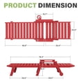 thumbnail image 4 of FUNDAZE Adjustable Wheeled HDPE Plastic Outdoor Patio Lounge Chair W/ Cup Holder,78.3"x25.1"x16.3", Red, 4 of 5