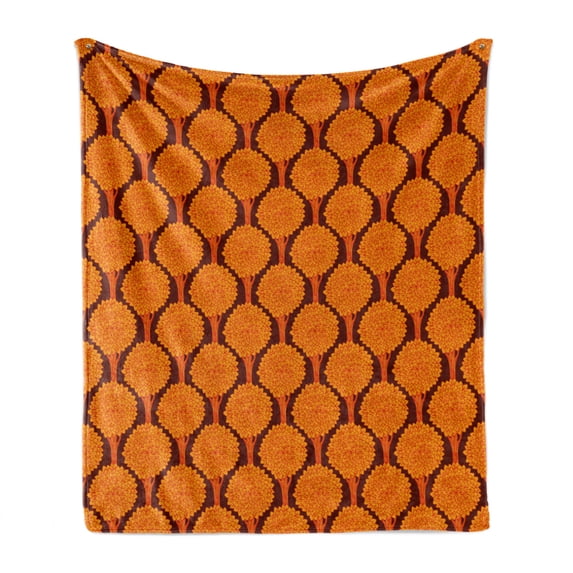 Tree Soft Flannel Fleece Blanket, Abstract Vibrant Color Forest Pattern Autumn Season Wildlife Modern Artwork, Cozy Plush for Indoor and Outdoor Use, 60" x 80", Orange Chestnut Brown, by Ambesonne