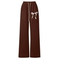 thumbnail image 6 of GLCCG Girls' Straight Leg Sweatpants Drawstring High Waisted Baggy Joggers Pnats with Pockets Cute Bow Printed Sports Pants 8-12 Years, 6 of 7
