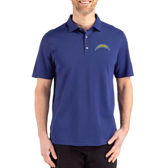 Men's Cutter & Buck Blue Los Angeles Chargers Big & Tall Advantage Refresh Epic Confidence Recycled Tri-Blend Pique Polo