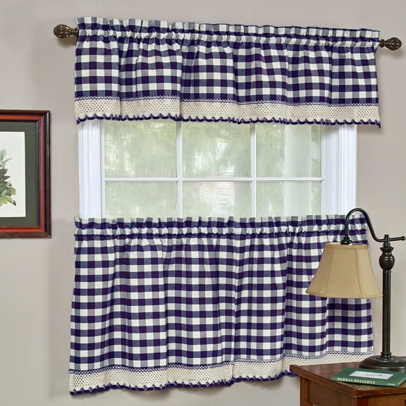 Buffalo Check Gingham Kitchen Window Curtains 36" Tier & Valance Set