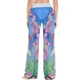 thumbnail image 4 of Womens Beautiful Topical Cockatoo Bird Flower Soft Wide Leg High-waist Lounge Pajama Pant Sleepwear, 4 of 5