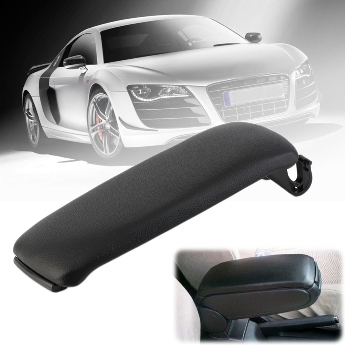 Black PU Leather Center Console Armrest Cover Lid For Audi A4 B7 A4L