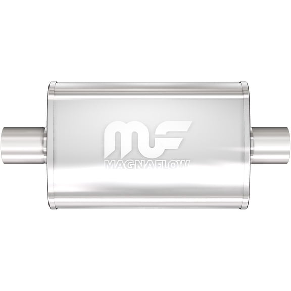 MagnaFlow Performance Exhaust Muffler 11216: 2.5" Inlet/Outlet, 4x9x14" Oval, Stainless Steel, Satin Finish